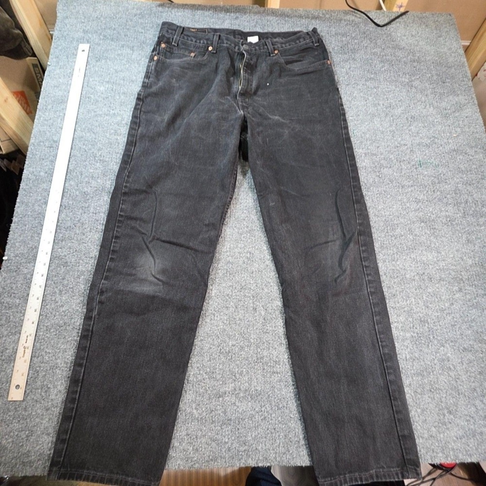Levis 550 Jeans Mens 38x34 Black Charcoal Wash Relaxed Fit Tapered Denim Pants